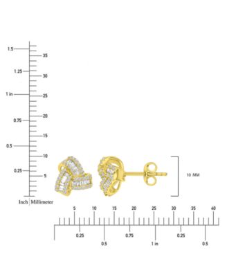 2-Pc. Set Cubic Zirconia Round & Baguette Love Knot Pendant Necklace & Coordinating Stud Earrings in 14k Gold-Plated Sterling Silver