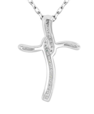 Cubic Zirconia Cross 18" Pendant Necklace in Sterling Silver