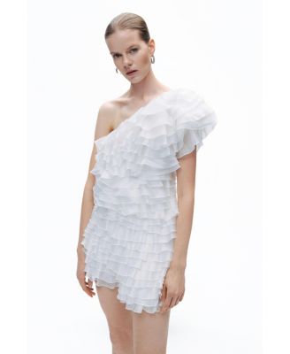 Women's Mini Dress with Layered Ruffle Details