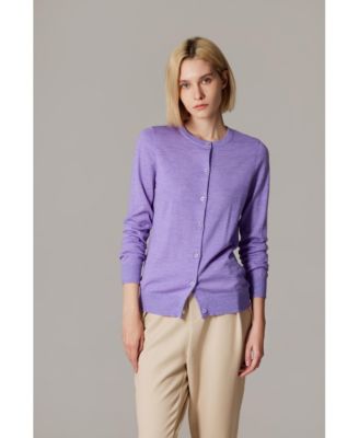 Women's 100% Merino Wool Light Weight Cardigan | Ultra Soft Fine-gauge Sweaters Machine Washable