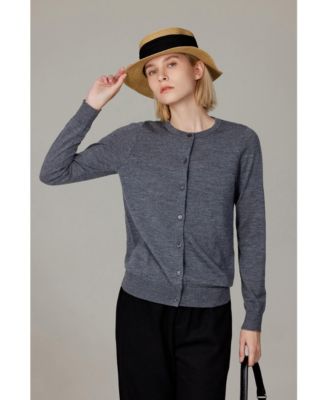 Women's 100% Merino Wool Light Weight Cardigan | Ultra Soft Fine-gauge Sweaters Machine Washable