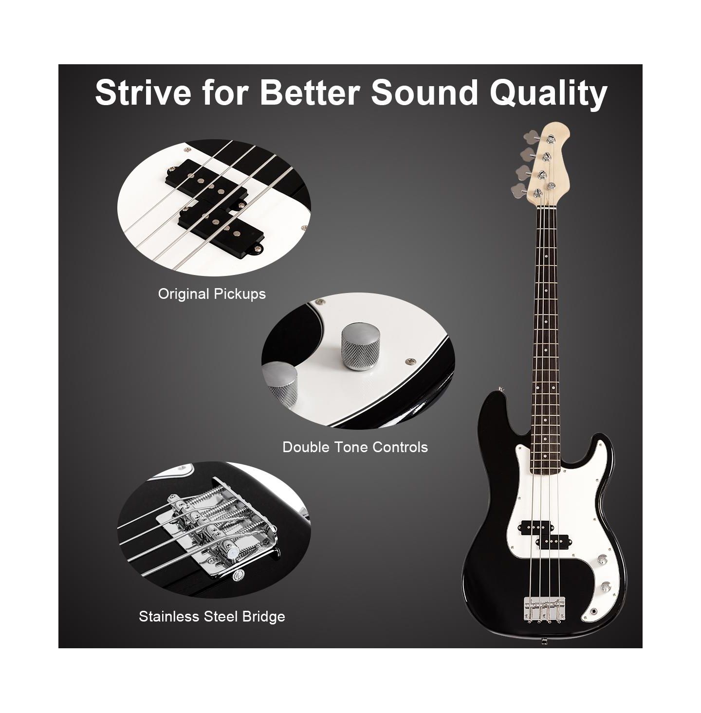 Детская игрушка Mecale Electric 4-String Beginner Bass Guitar, Musical Toy, цвет: Чёрный — фото 6
