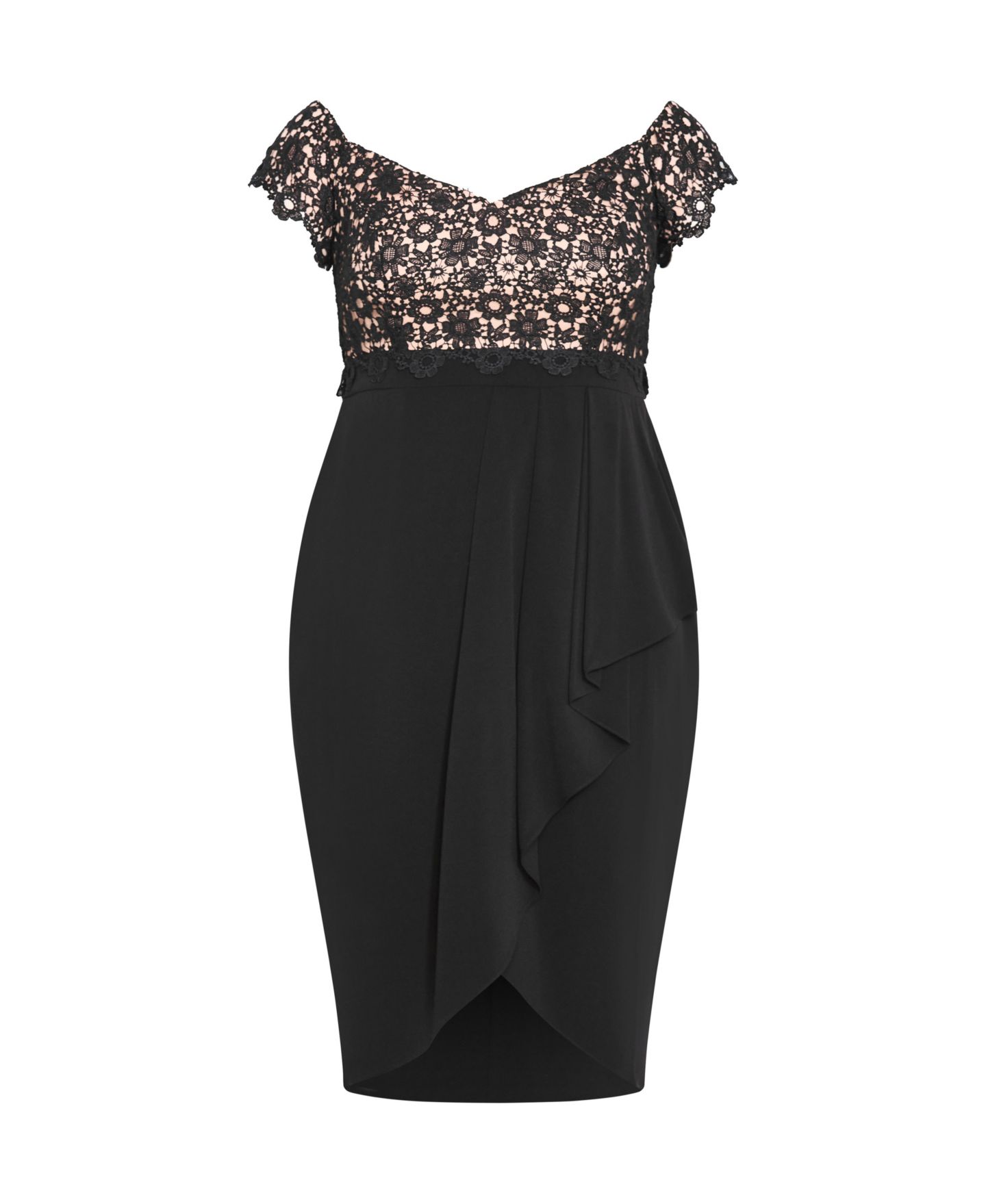 Женское платье CITY CHIC Plus Size Lace Glamour Midi, цвет: Чёрный — фото 4