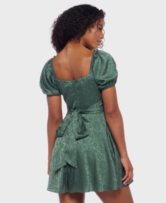 Juniors' Jacquard Floral Fit & flare Dress