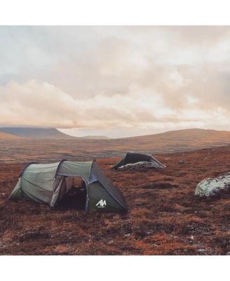 TrekPort Tunnel Camping Tent – 2–4 Person 3-Season Waterproof Shelter with Sleeping Room, Vestibule, Mesh Doors & Side Access for Camping