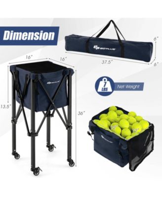 Lightweight Foldable Tennis Ball Teaching Cart with Wheels and Removable Bag