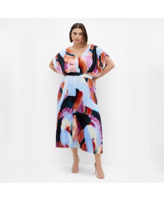 Plus Size Henley Print Midi Dress