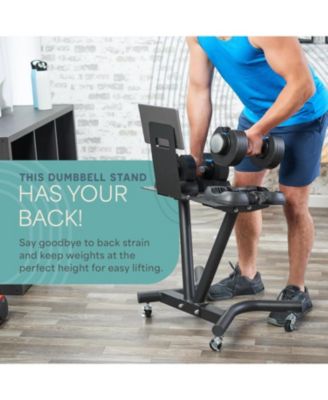 Adjustable Dumbbell Stand Rack – Compatible with PowerFlow Plus, PowerUp Plus & More – Phone Holder & Caster Wheels for Home Gym Storage