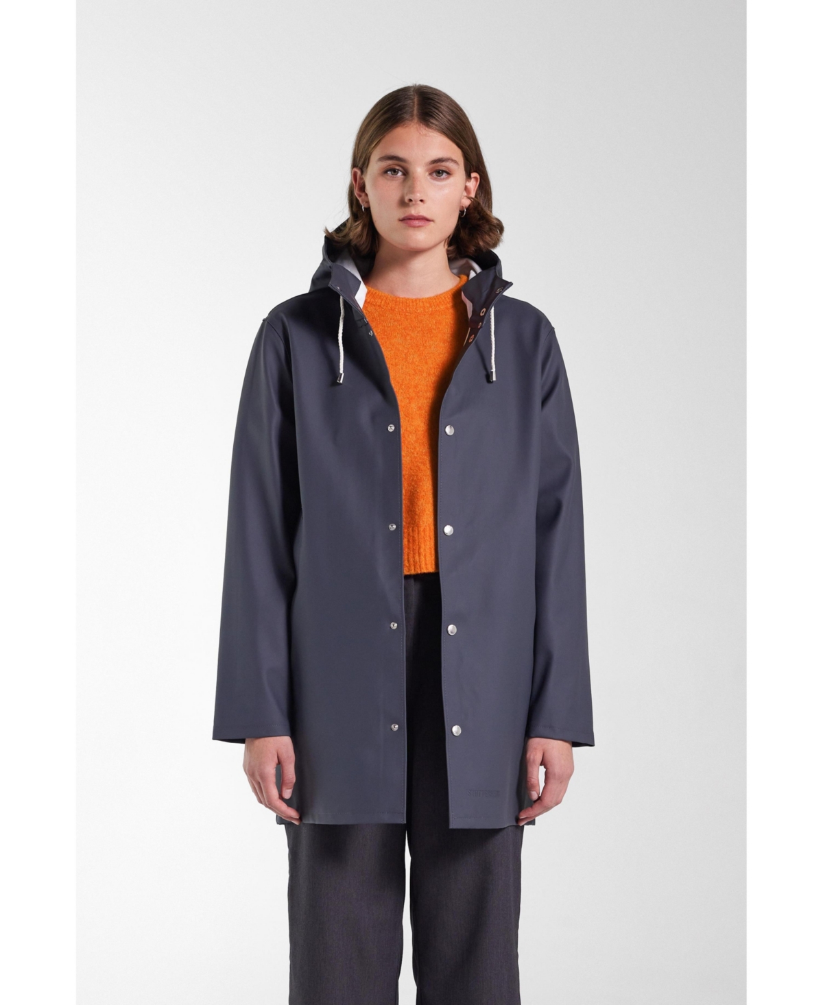 Women's Stockholm Long Sleeve Hooded Raincoat - Charcoal