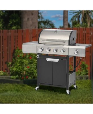 4 Burner 51,000 BTU Stainless Steel Barbecue Gas Grill with Side Burner and Cover