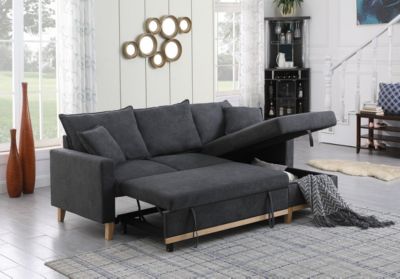 84.25"W Woven Reversible Sleeper Sectional Sofa with Storage Chaise
