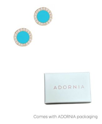 Gold Turquoise Circle Halo Stud Earrings