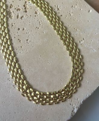 Gold Plated Grid Chain Necklace