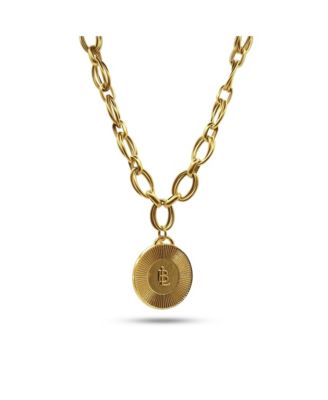 14k Gold Plated Double Sided Coin On 12k Multi Ring Chain Necklace