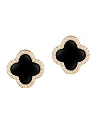 Cubic Zirconia Halo Clover Stud Earrings