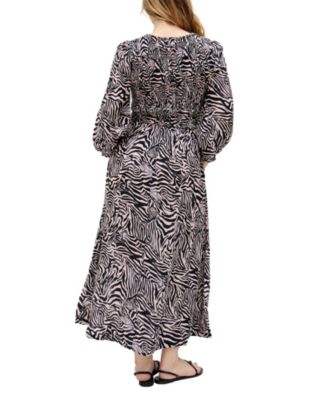 Women's Paulina Shirred Bodice Zebra Print Maxi Dress