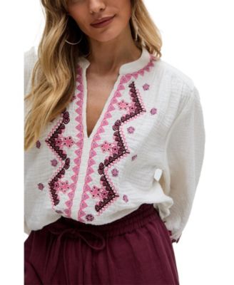 Women's Dina V-Neck Embroidered Blouse