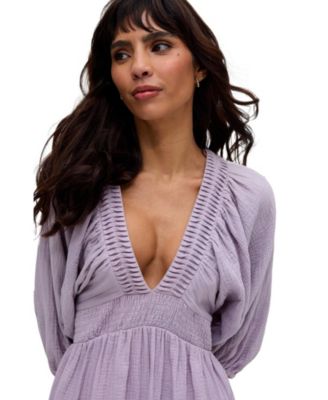 Women's Soipoi Ruched V-Neck Midi Dress