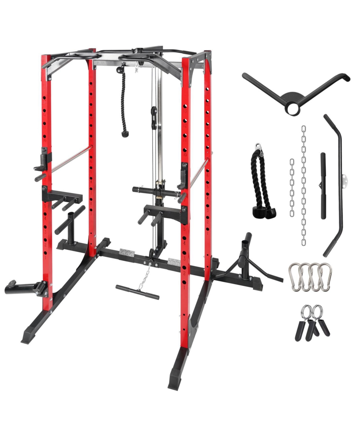Power Cage with Cable Crossover & Attachments - Black