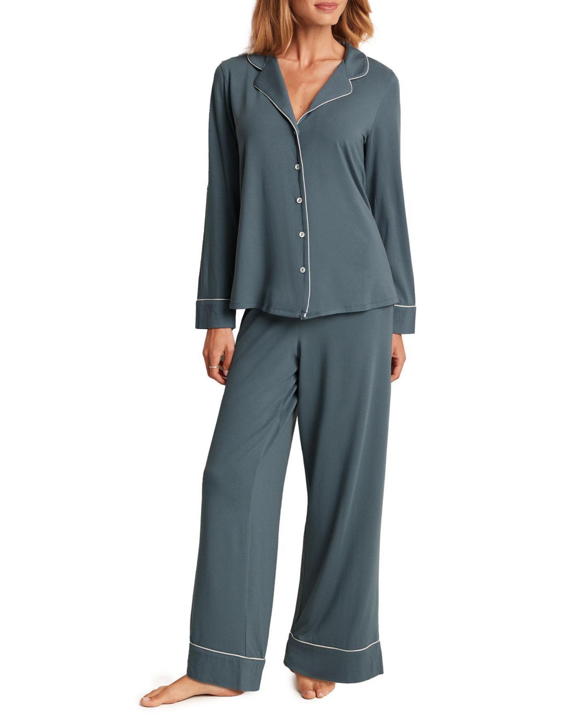 Women's Matilda Long Sleeve Top & Pants Pajama Set - Medium blue