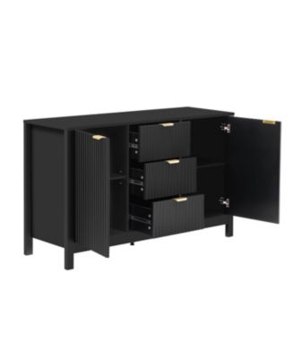 Wave Design Sideboard - Adjustable Shelves Drawers Soft-Close Doors