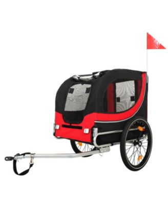Dog Bike Trailer - Folding 120LB Capacity All-Terrain Black/Red