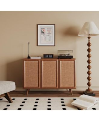 Farmhouse TV Console Stand with Doors and Shelves