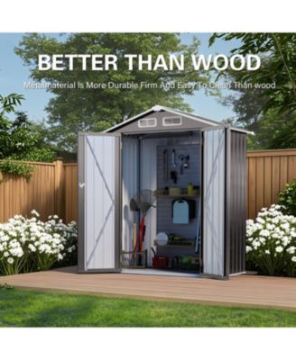 5x3 FT Metal Outdoor Storage Shed, Gray