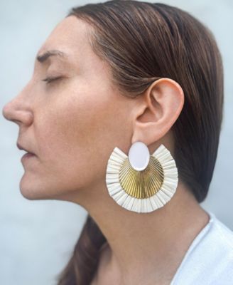 Gold Statement Mixed Material Darla Earrings