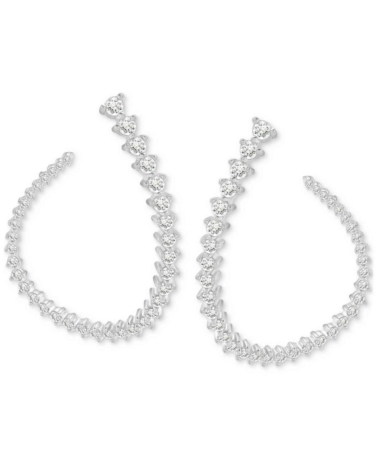 Diamond Spiral Open Hoops Earrings (1-1/2 ct. t.w.) in 14K White Gold, Exclusively at Macy's - White Gold