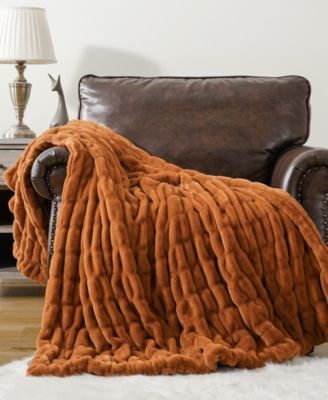 Luxurious Reversible Rabbit Faux Fur Throw, 50" x 60"
