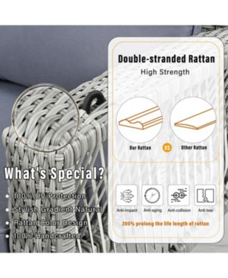 69" Wicker Porch Swing with Cushions & Chains