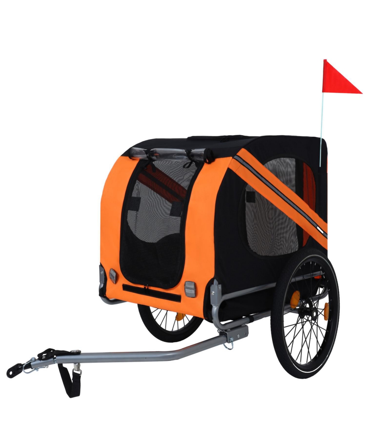 Dog Bike Trailer - Folding, All-Terrain, 120LB Capacity - Black+orange