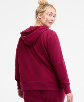 Plus Size Relaxed Full-Zip Fleece Hoodie, Created for Macy's