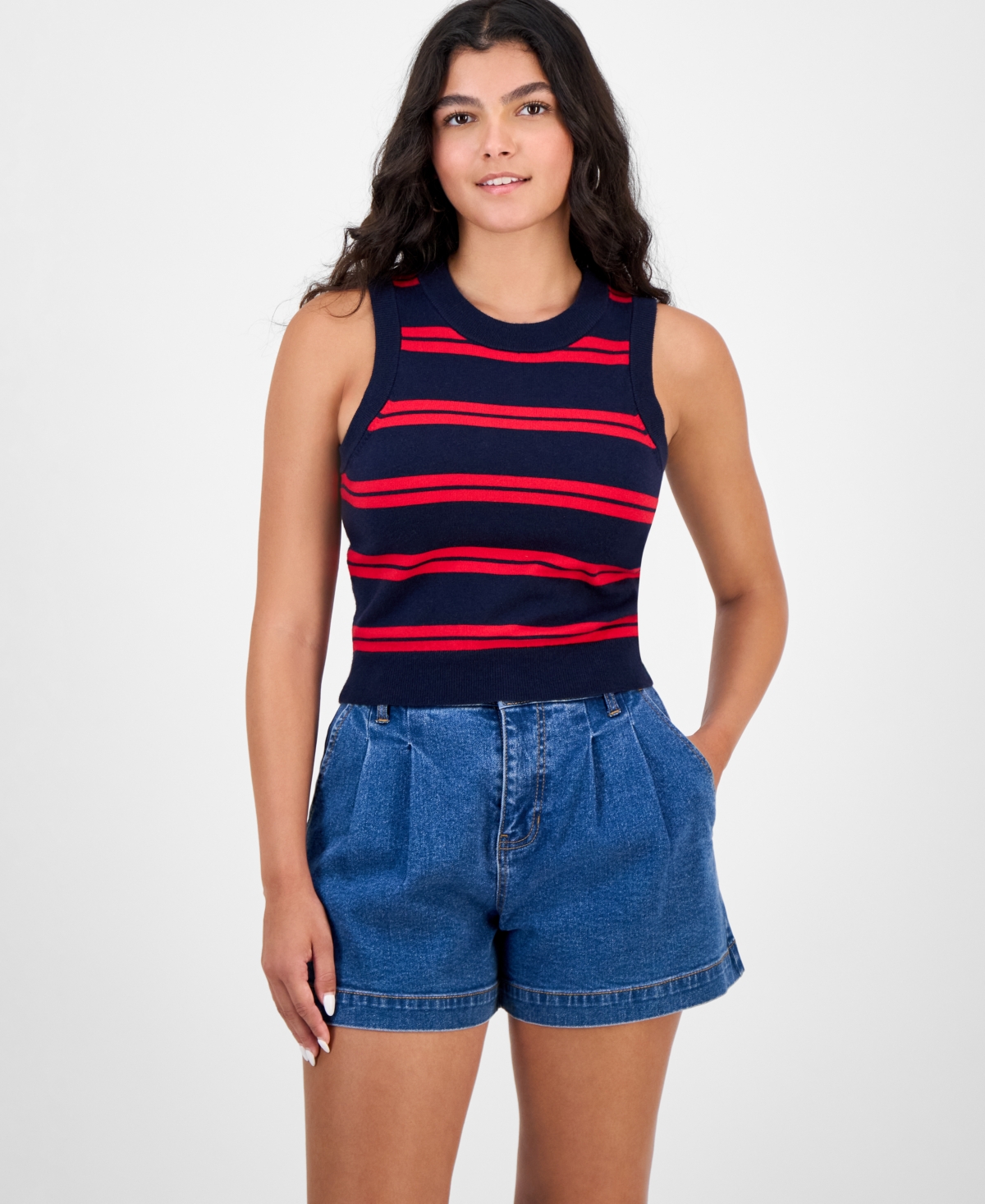 Women's Padma Striped Fine-Knit Sleeveless Sweater - Hester Stripe Royal Blue