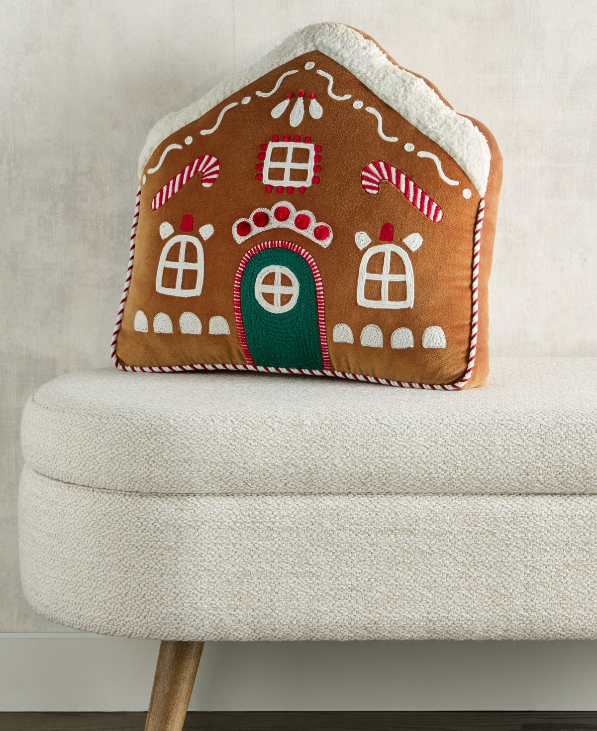 Holiday Lane Gingerbread House Decorative Pillow, 16" X 16", Exclusively For Macy's