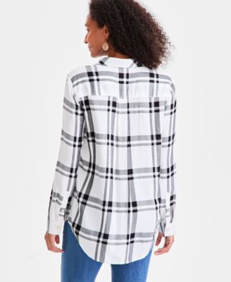 Women's Plaid Button-Down Perfect Shirt, Created for Macy's