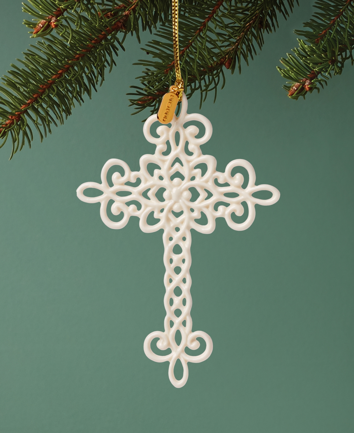 Lenox 2025 Snow Fantasies Cross Ornament In White