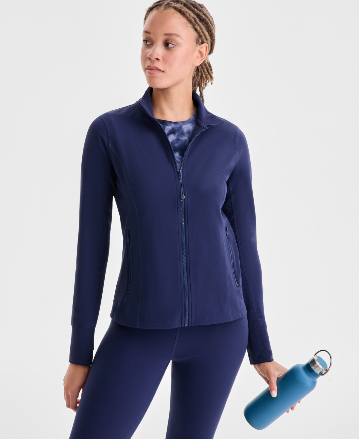 Id Ideology Women's Studio Full-zip Jacket, Exclusively At Macy's In Blue