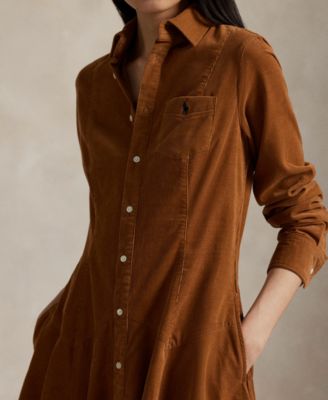 Women's Cotton Corduroy A-Line Shirtdress