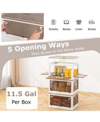 3-Pack Stackable Storage Bins with Lids with 5 Opening Ways