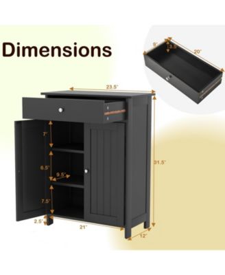 Bathroom Floor Cabinet Freestanding Storage Organizer with 2 Doors