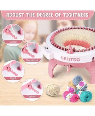 48-Needle Pink Knitting Machine | 1-Touch Knitting for Scarves, Hats & Sweaters | Beginner & DIY Friendly | Includes Tutorial & Tools