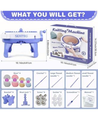 48-Needle Knitting Machine - Blue | Auto Knit Scarf, Hat, Sweater | Easy for Beginners, Includes Tools & Guide