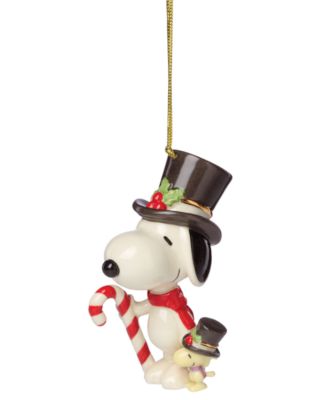 Lenox - Porcelain Candy Cane Snoopy & Woodstock Ornament