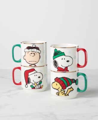 Snoopy Christmas Stackable Mugs, Set of 4