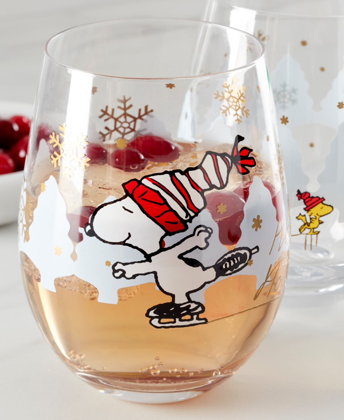 Lenox Snoopy Skating Christmas Tumblers, Set Of 4 In Transparent