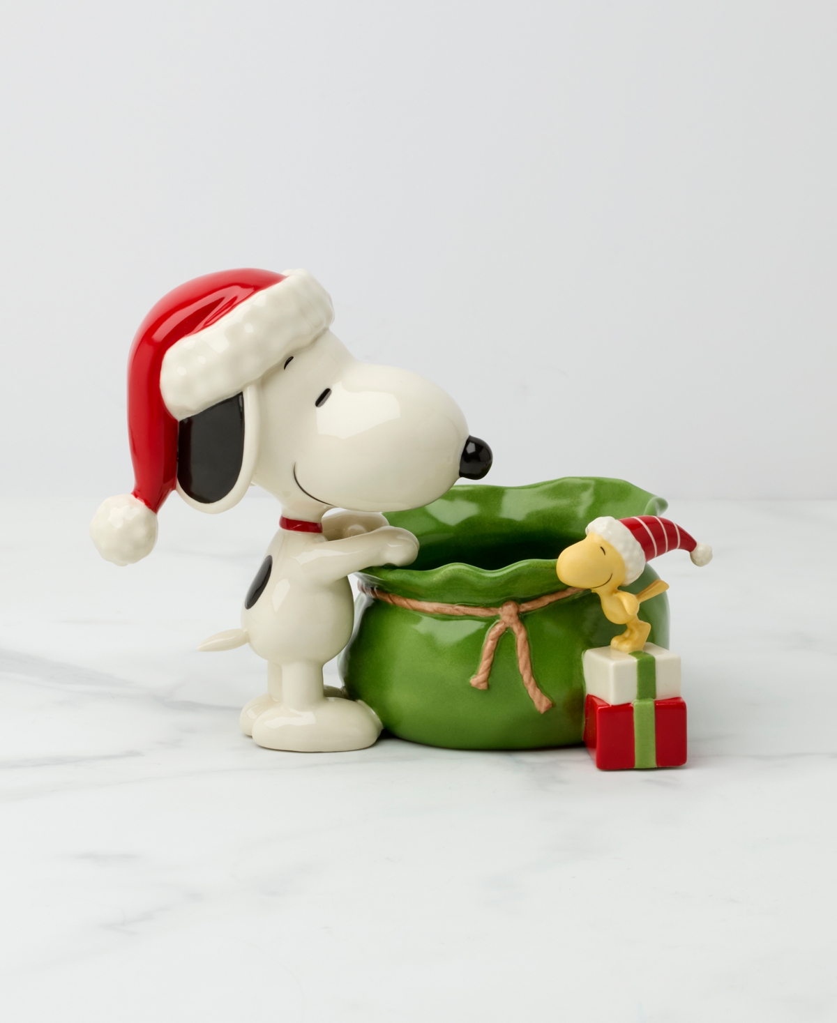 Lenox Snoopy Christmas Santa Sack Candy Bowl In Multi