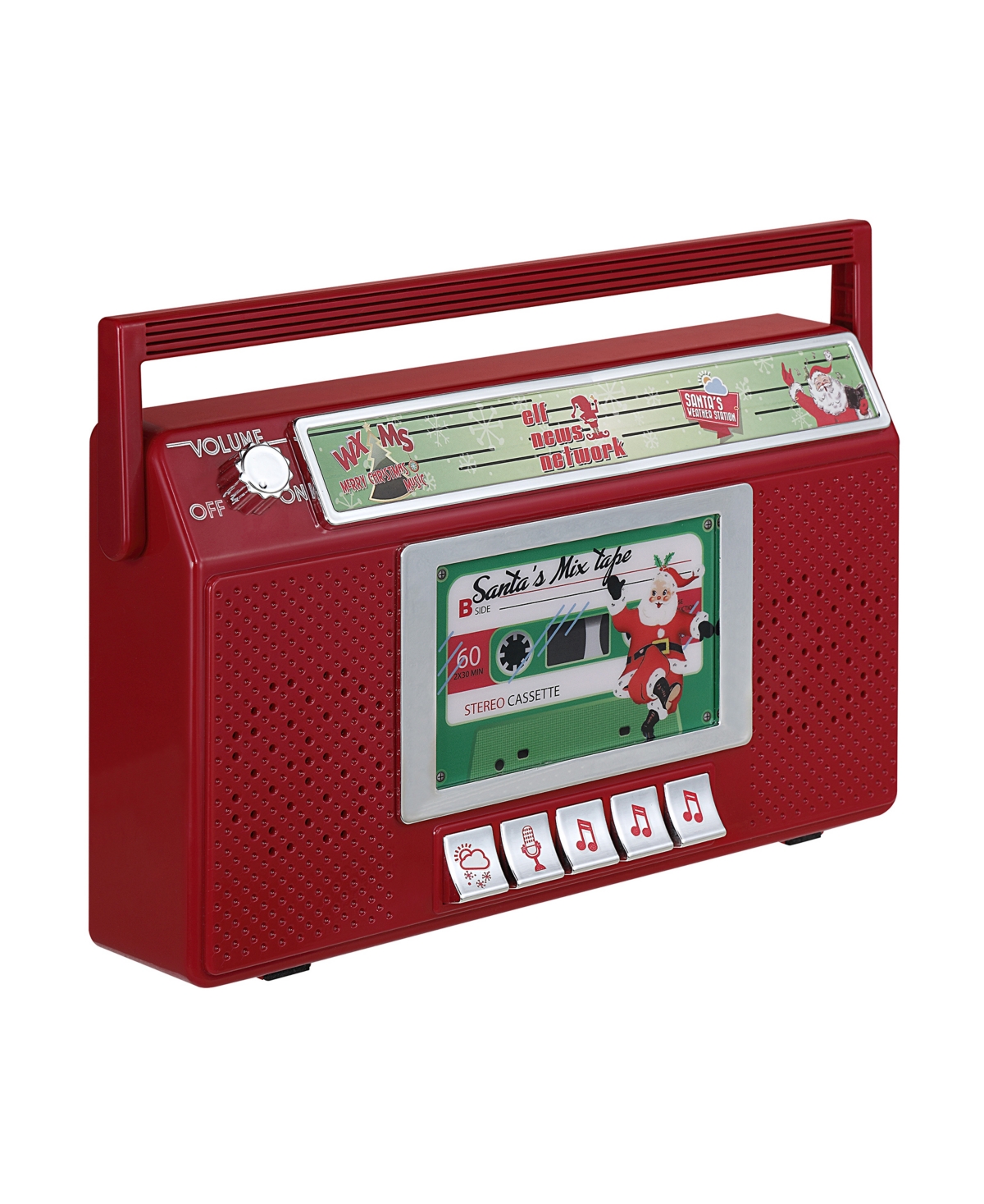 Mr. Christmas 7" Santa's Boom Box Radio In Red
