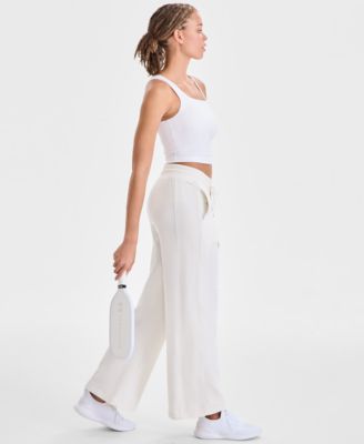 Women's Relaxed High-Rise Flare-Leg Fleece Pants, Macy's Exclusive 